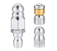 WANGCL 3 ugelli per fognatura a Pulsante Rotante per Naso, fogna, ugello per Gettare in Acciaio Inox, Kit di Ricambio per ugello fognario Fisso da 1/4 di Pollice