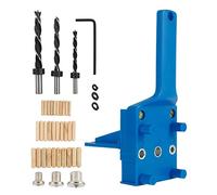 WANGCL 41 pezzi per la lavorazione del legno Doweling Jig Kit 6/8/10 mm Palmare Legno Trapano Doweling Hole Saw Strumenti per l'uso con la maggior parte degli utensili elettrici manuali, blu