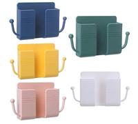 WANGCL 5 pezzi supporto per telefono da parete autoadesivo da parete accanto all'organizzatore, staffa multifunzione in plastica per camera da letto (bianco, giallo, verde, rosa, blu)