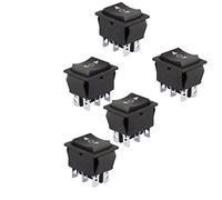 WANGCL 5PCS Interruttore a bilanciere Interruttore a levetta Interruttore di ripristino AC 250V DPDT Pulsante ON/off/ON 6 Pin per Auto, Moto, Barca o elettrodomestici -KCD4