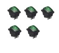 WANGCL 5PCS LED Impermeabile Interruttore a levetta 12V ON/off/ON 3 Posizioni Interruttore a bilanciere 6 Pin per Auto Barca Camion-KCD4 Verde