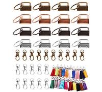 WANGCL 60 Pezzi Portachiavi Hardware Set 20 Portachiavi Hardware Bracciale con Portachiavi 20 Nappe Portachiavi in Pelle 20 Ganci girevoli a Scatto per Portachiavi Che Fanno Forniture Hardware