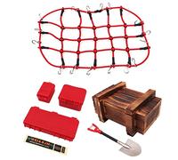 WANGCL 6PCS Accessori per Portapacchi per Auto telecomandati con Rete di carico Mini Cassetta degli Attrezzi Rossa Pala per 1/10 RC Car RC Crawler Monster Trucks Compatibile con TRX4 SCX10/D90