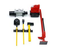 WANGCL 6PCS RC Crawler Accessori RC Set di Attrezzi Decorativi per Auto Verricello + Jack + Pala per Sabbia + Ascia + Tanica per Olio + Slitta in Legno Compatibile con 1/10 RC Car D90 D110 SCX10