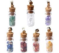 WANGCL 7 Chakra Crystals Stone Chip Bottles Healing Crystal Tumbled Gemstone Wishing Bottles Set di Pietre per la Meditazione equilibrata Decorazione della casa
