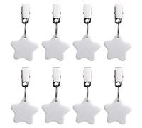 WANGCL 8PCS Tovaglia Pesi Ciondolo Tovaglia con Clip in Acciaio Inossidabile per Cena in Famiglia All'aperto Festa in Giardino Matrimonio Campeggio Picnic A Forma di Stella Bianco