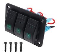 WANGCL Alluminio- Pannello di controllo 12v/24v Interruttore a levetta ON/OFF a 3 posizioni Pannello interruttori a bilanciere impermeabile con luce LED verde per auto, camper, roulotte, rimorchi