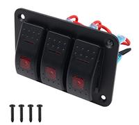 WANGCL Alluminio- Pannello di controllo 12v/24v Interruttore a levetta ON/OFF a 3 posizioni Pannello interruttori a bilanciere impermeabile con luce LED rossa per auto, camper, roulotte, rimorchi