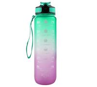 WANGCL Borraccia da 907 g con Cannuccia indicatore del Tempo Motivazionale Portatile, Riutilizzabile, per Fitness, Sport e attività all'Aria Aperta (Gradiente Verde/Viola)
