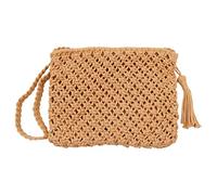 WANGCL Borse di paglia da spiaggia estive da donna con nappa mini borse di paglia con cerniera intrecciata borsa a tracolla fatta a mano bohémien borsa a tracolla (marrone)