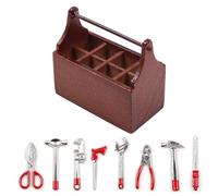 WANGCL Casa delle bambole Cassetta degli attrezzi con 8PCS Mini Strumento 1:12 Accessori per la casa delle bambole Mini Scatola degli attrezzi Ornamenti decorativi