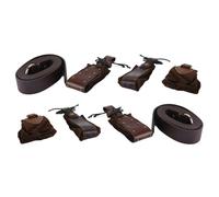 WANGCL Cintura medievale con anello a O e borsa con coulisse da 4 pezzi, marsupio in similpelle goffrata medievale per LARP
