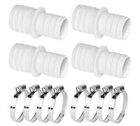 WANGCL Connettore per tubo flessibile per piscina 32-38 mm adattatore doppio ugello tubo flessibile, 4 connettori con 8 morsetti, bianco