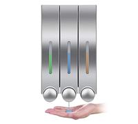 WANGCL Dispenser di sapone da parete per doccia, shampoo, gel per bagno, WC, ufficio, bar, ristorante, hotel, triplice argento