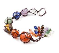 WANGCL Fatto a Mano 7 Chakra Pietre Cristalli Curativi Fascino per Auto Specchietto retrovisore Ornamento per Auto Appeso Decorazione della casa per Finestra Ornamento Feng Shui Meditazione Yoga