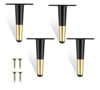 WANG ambe per mobili da 10 cm, set di 4, gambe moderne in metallo per divano, divano, sedia, ottomano, tavolo (oro nero)
