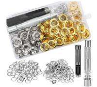 WANGCL Kit di 102 Gommini con 100 Occhielli Kit 12 mm e Foro Perforato e Strumento di Fissaggio per teloni, Tende e Artigianato