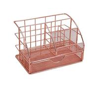WANGCL Organizzatore da scrivania in rete oro rosa, organizer da scrivania con cassetto, organizer multiuso in metallo, per riporre trucchi e spazzole, con supporto per telefono