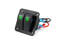 WANGCL Pannello di controllo in alluminio 12v/24v 2 posizioni ON/OFF Interruttore a levetta impermeabile a bilanciere con luce LED verde per auto, camper, roulotte, rimorchi, barca