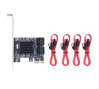 WANGCL Scheda PCIE SATA 4 Porte 6 Gbps SATA 3.0 PCIE Card con 4 Cavi SATA Staffa di Montaggio e dissipatori di Calore
