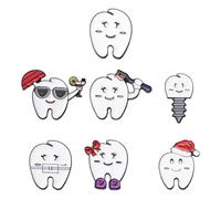 WANGCL Set da 7 Pezzi di Spille smaltate per Denti, Spille dentali in Stile Cartone Animato, Spille in Metallo Punk Adatte per Natale, Compleanno, Anniversario