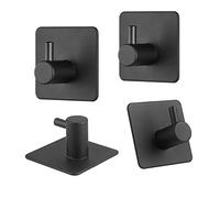 WANGCL Set di 4 ganci adesivi porta asciugamani 3M autoadesivo in acciaio inox senza foratura, ideale per bagno, WC, cucina, ufficio, colore: nero