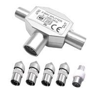 WANGCL Splitter per antenna TV a 2 vie, splitter coassiale, da 1 a 2 canali satellitari, con adattatore antenna maschio a femmina, spina RF TV
