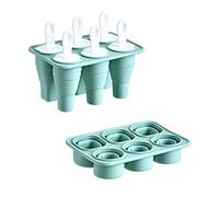 WANGCL Stampi per ghiaccio pieghevoli a 6 celle e vassoio per cubetti di ghiaccio, design 2 in 1, per bambini, in silicone, senza BPA, colore: verde
