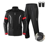 Wangcmcol Giacca Antipioggia per Ciclismo, Poliestere Premium Antivento Resistente all'Acqua con Cappuccio Staccabile, Schienale Ventilato, Orlo e Polsini Regolabili, Strisce (IO SONO)