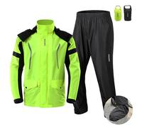 Wangcmcol Giacca Antipioggia per Ciclismo, Poliestere Premium Antivento Resistente all'Acqua con Cappuccio Staccabile, Schienale Ventilato, Orlo e Polsini Regolabili, Strisce (IO SONO)