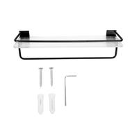 Wangcmcol Portaoggetti da doccia da 30 cm, organizer per montaggio a parete con portasciugamani, asta in alluminio di facile installazione, supporto per doccia di grande capacità per il (Nera)