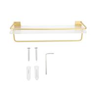 Wangcmcol Portaoggetti da doccia da 30 cm, organizer per montaggio a parete con portasciugamani, asta in alluminio di facile installazione, supporto per doccia di grande capacità per il (Oro)