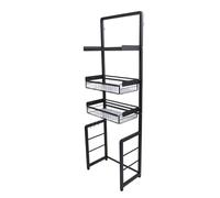 Wangcmcol Sopra il portawater sopra il WC, organizer da bagno estraibile, design regolabile, adatto alla maggior parte dei WC, salvaspazio, indipendente, facile da montare (Nera)