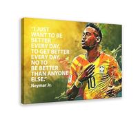 WANGCYJS Poster con citazioni motivazionali di Neymar Jr., 2 poster su tela, decorazione per camera da letto, ufficio, camera da letto, regalo, cornice, 40 x 60 cm