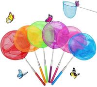 Wangdaqi Confezione da 6 reti telescopiche a forma di farfalla, per catturare insetti, rete da pesca, giocattoli per esplorare la natura per bambini all'aperto