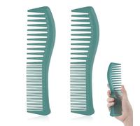 Wangdaqi Pettine per capelli, 2 pezzi, pettine a denti larghi, in plastica, pettine a denti grandi e pettine a denti fini per capelli (verde)