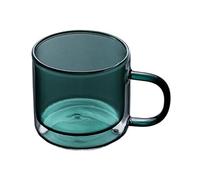 WANGHAI-666 Bicchieri da cocktail Tazze colorate in vetro a doppia parete, tazze da tè e caffè in borosilicato con manico, 250 ml(Emerald green)