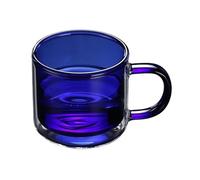 WANGHAI-666 Bicchieri da cocktail Tazze colorate in vetro a doppia parete, tazze da tè e caffè in borosilicato con manico, 250 ml(Sapphire blue)