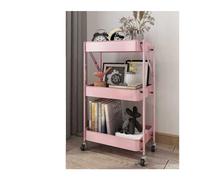 WANGHAI-666 Carrello rotabile Carrello Pieghevole Mobile Da Cucina, Portaoggetti, Pavimento Multistrato, Porta Snack For Soggiorno, For Cestini For Verdure(Pink)