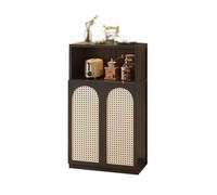 WANGHAI-666 Credenze per ingresso Kitchen Sideboard Living Room Storage Floor-standing Rattan Double Doors with Compartments 66cm(Nero)