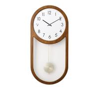 WANGHAI-666 Orologi da Parete Vintage Wooden Swinging Wall Clock, Silent for Home Use Battery Power