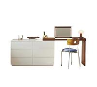 WANGHAI-666 Scrivania di vanità Armadietto portaoggetti con specchio da trucco ribaltabile finitura color crema vintage in legno massello for una camera letto elegante