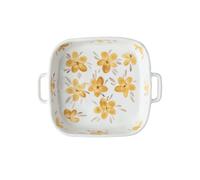 WANGHAI-666 Teglia da forno Pirofila quadrata in ceramica con fiori dipinti a mano antiscottatura a doppio orecchio Utilizzabile nel microonde