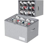WANGIRL Scatole per Scarpe, Adatto per 12 Paia, Organizer Salvaspazio Pieghevole, Contenitori Scarpe con Coperchio Trasparente, Supporto Inferiore e Maniglie Rinforzate - Grigio