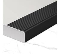 WANGJIANPENGPL 100cm Profilo Angolare Alluminio, Profilo per Bordi Scale, Strisce Antiscivolo per Gradini, per Uso Interno ed Esterno(Black,70mm)