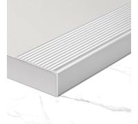 WANGJIANPENGPL 100cm Profilo Angolare Alluminio, Profilo per Bordi Scale, Strisce Antiscivolo per Gradini, per Uso Interno ed Esterno(Silver,50mm)