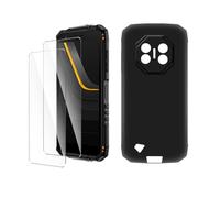 Wanglaism Cover per Doogee Fire 3 pro/Fire 3 Ultra con 2 Pezzi Vetro Temperato, Protezione Custodia Silicone TPU Morbida Antiurto Sottile Nero