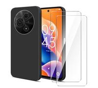 Wanglaism Cover per TCL 605 con 2 Pezzi Vetro Temperato, Protezione Custodia Silicone TPU Morbida Antiurto Sottile Nero