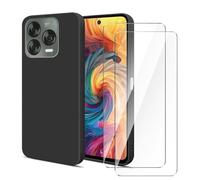 Wanglaism Cover per ZTE Blade V70 Vita con 2 Pezzi Vetro Temperato, Protezione Custodia Silicone TPU Morbida Antiurto Sottile Nero