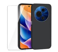 Wanglaism Custodia per TCL 605 Cover + 1 pellicole proteggi schermo in vetro temperato, Custodia per telefono in TPU morbido - Nero